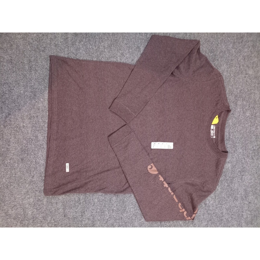 Carhartt Boys S 4-6 Loose Fit Long Sleeve Shirt Brown Graphic Logo Tee NWT